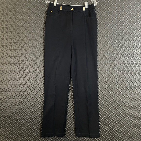 St. John Sport by Marie Gray Black High Rise Dress Pants Women's Size 4 Preppy - Picture 1 of 8